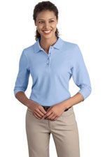 L562 Ladies Silk Touch  polo in light blue