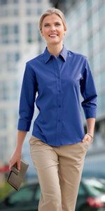 L612 Ladies 3/4 sleeve easy care shirt in Mediterranean blue