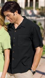 S535 Men's easy-care camp shirt in black