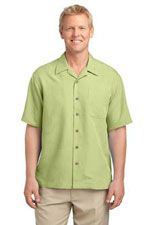S536 Men's patterened easy care camp shirt in celery