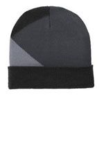 C906 Cuffed colorblock cap in black and grey