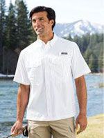 EB602 Short sleeve performance fishing shirt in white