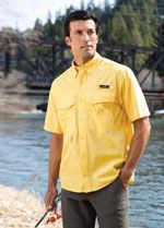 EB608 Short sleeve fishing shirt in yellow