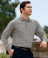 A long sleeve silk touch polo in cool grey