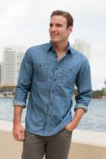 Men's double pocket denim shirt S652 Men's double pocket denim shirt